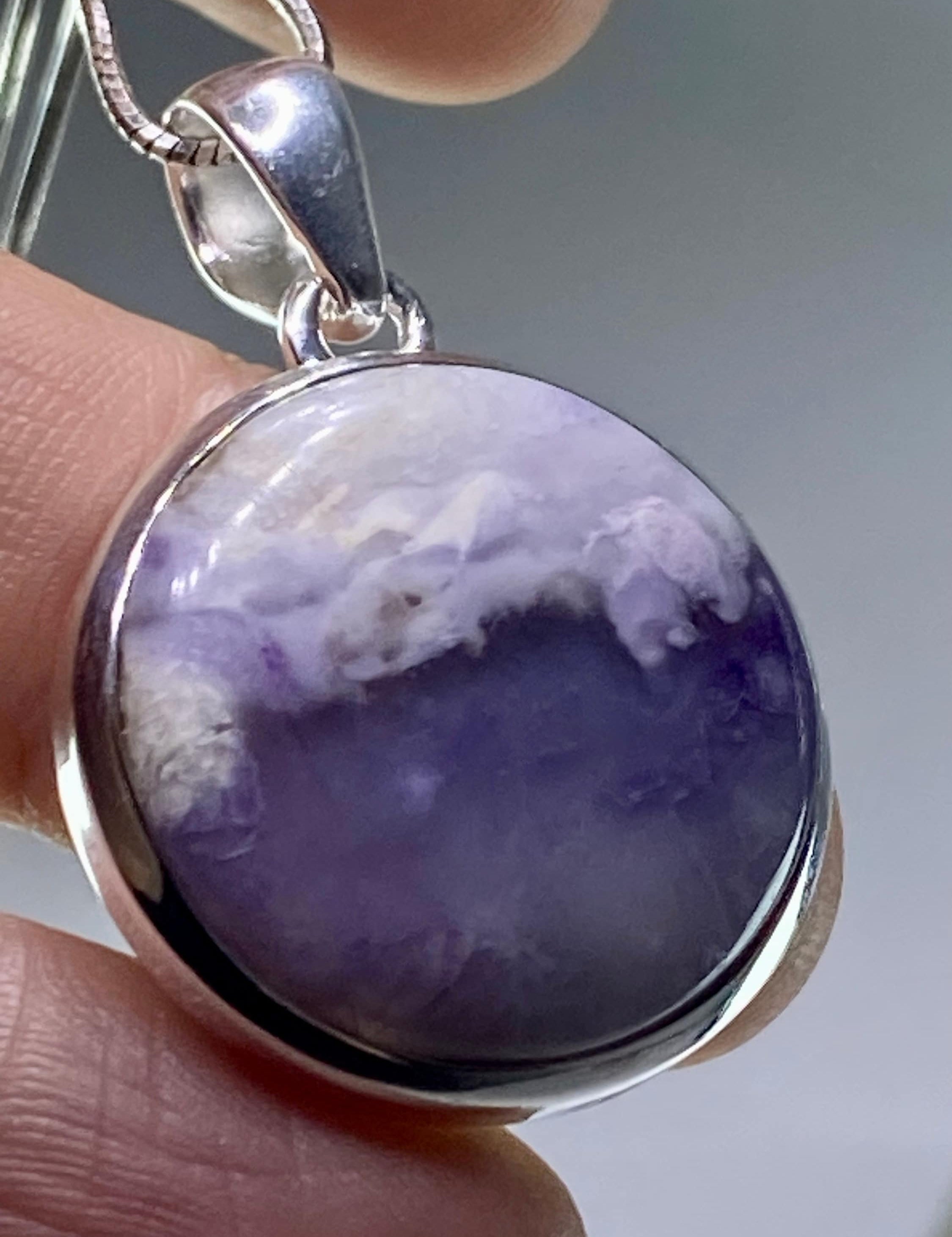 A Rare Violet Flame (Morado) Opal Silver Pendant (UV)