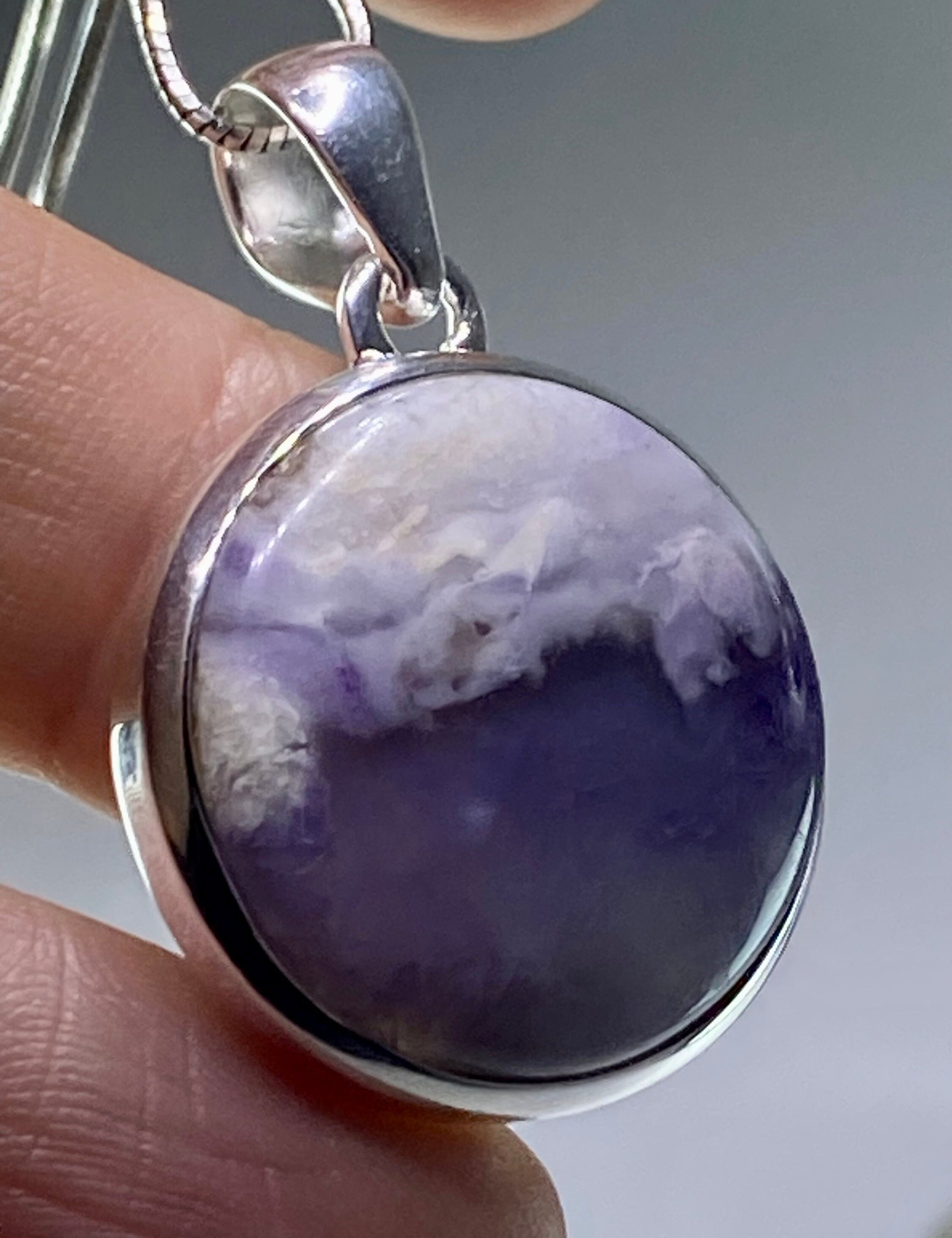 A Rare Violet Flame (Morado) Opal Silver Pendant (UV)