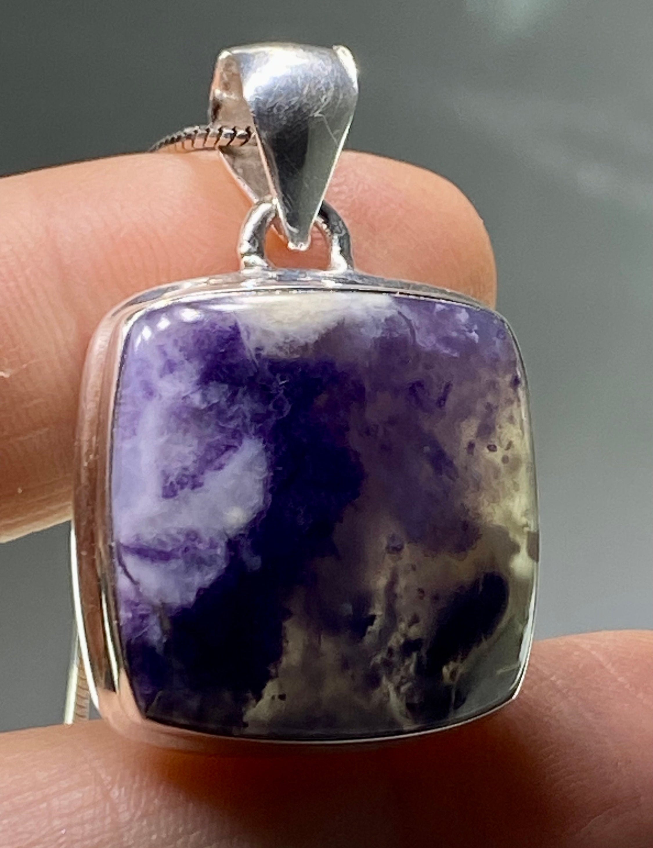 A Rare Violet Flame (Morado) Opal Silver Pendant (UV)