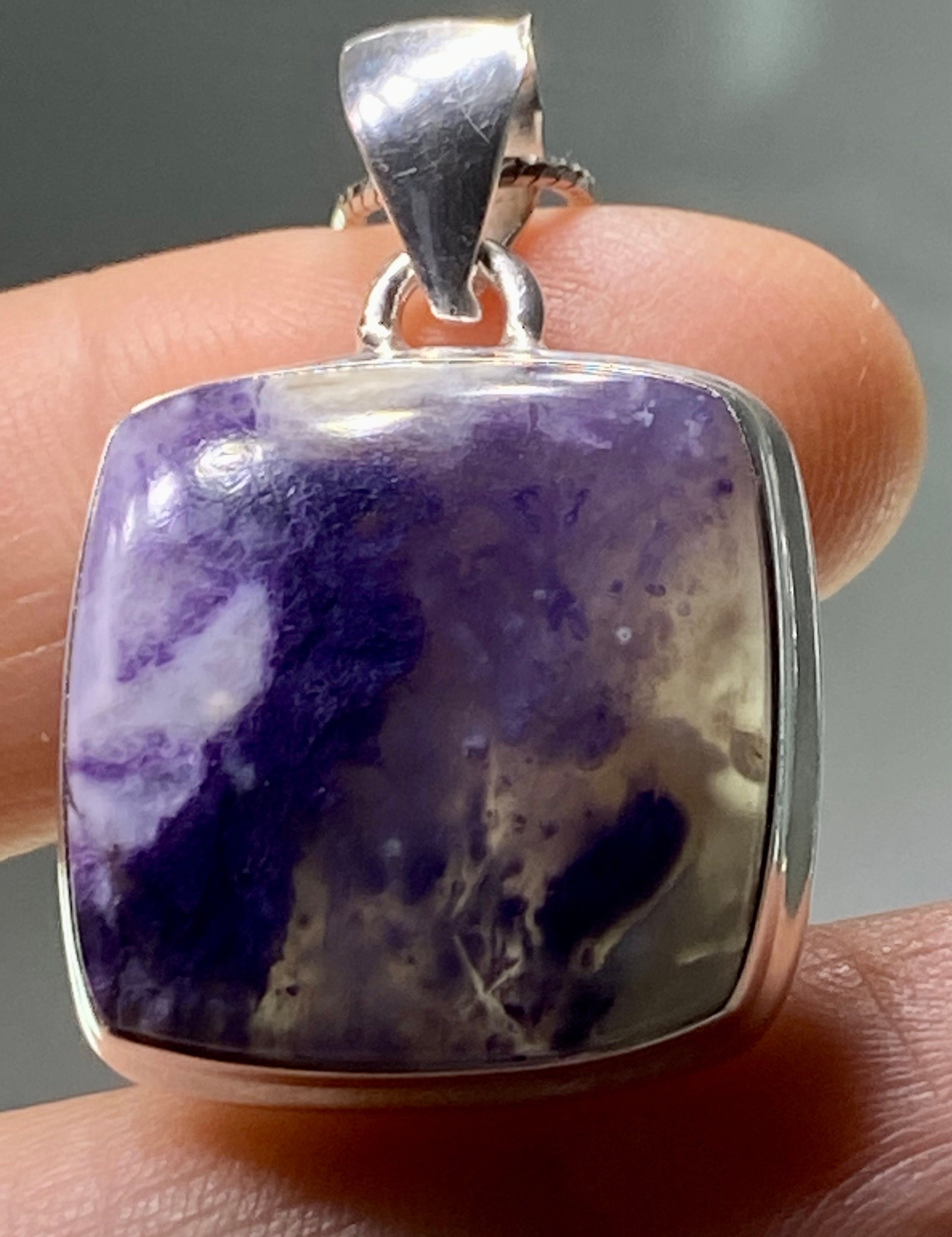 A Rare Violet Flame (Morado) Opal Silver Pendant (UV)