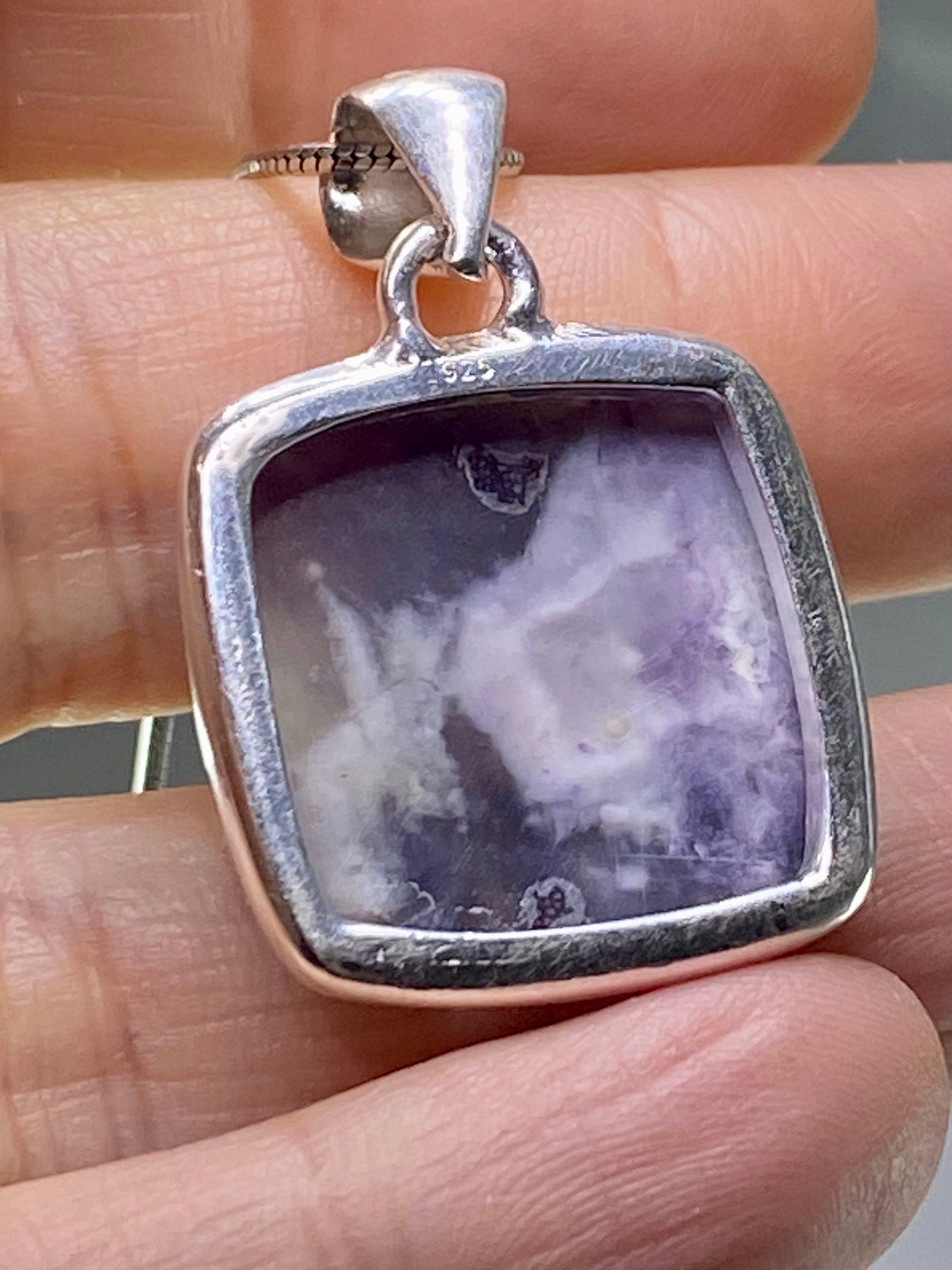 A Rare Violet Flame (Morado) Opal Silver Pendant (UV)