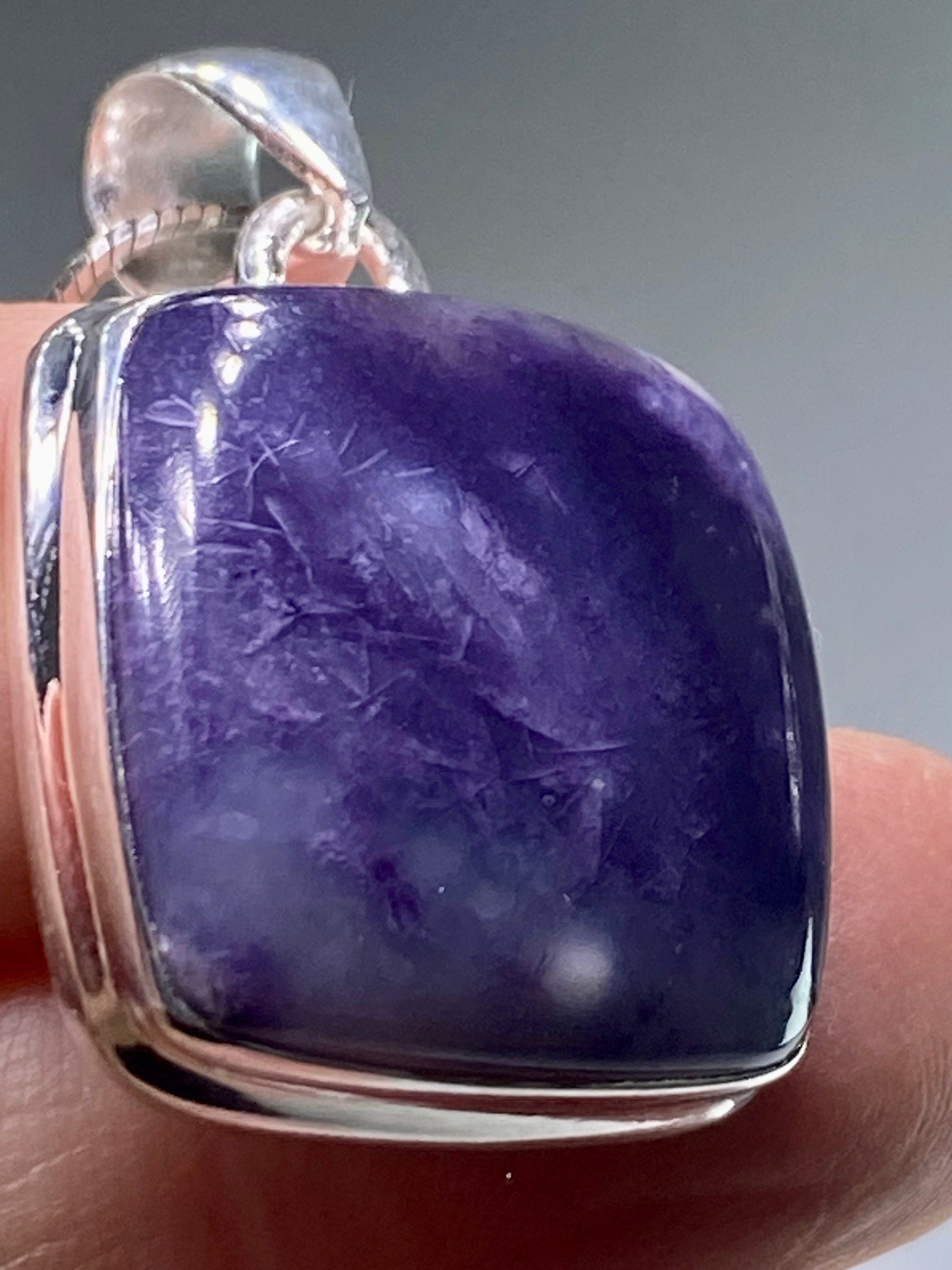 A Rare Violet Flame (Morado) Opal Silver Pendant (UV)