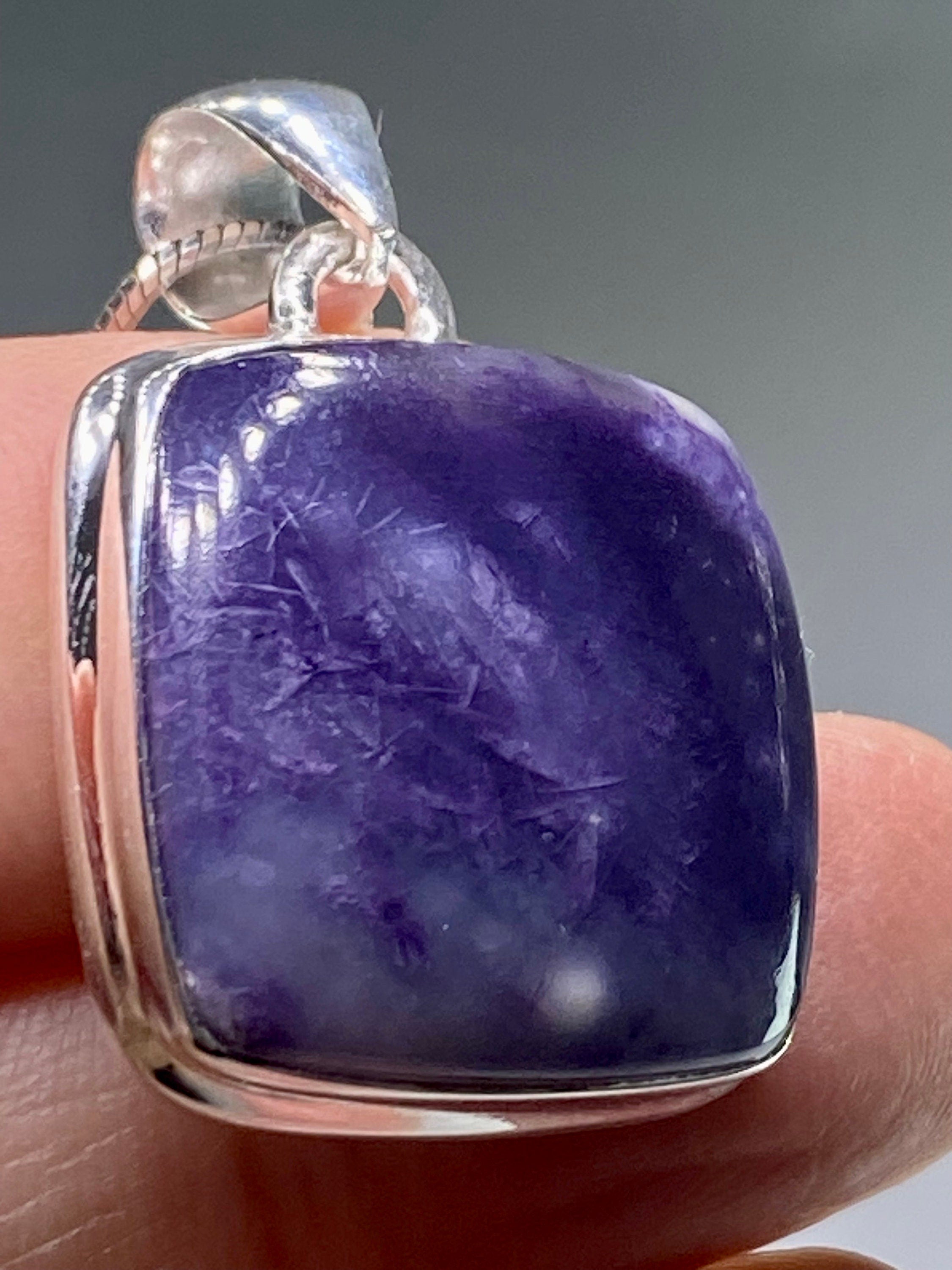 A Rare Violet Flame (Morado) Opal Silver Pendant (UV)