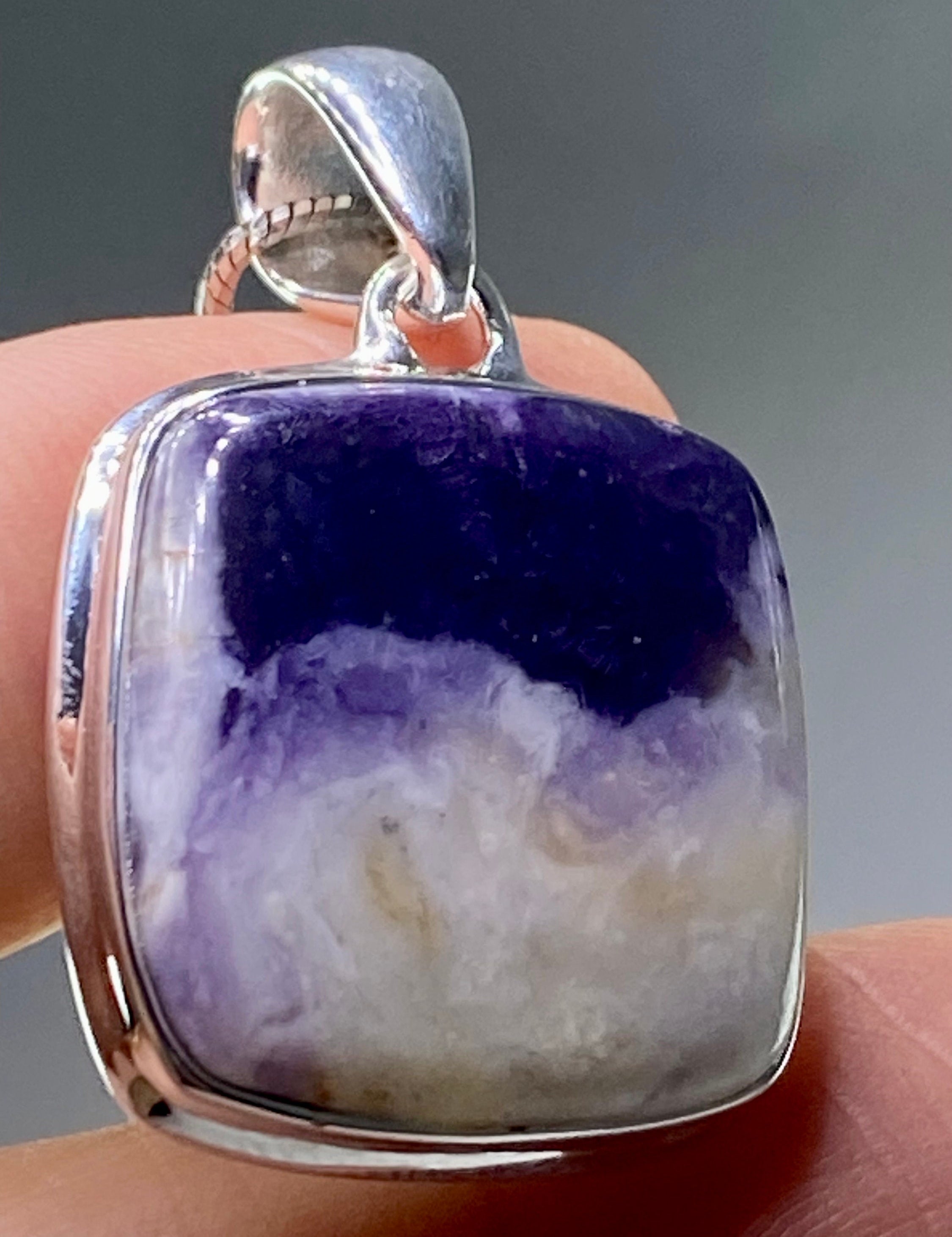 A Rare Violet Flame (Morado) Opal Silver Pendant (UV)