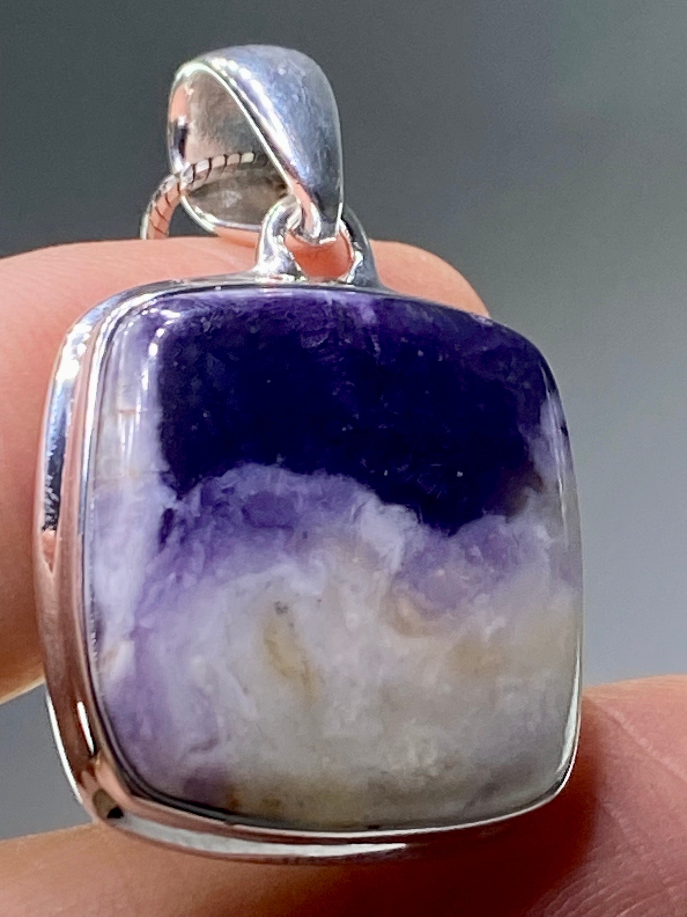 A Rare Violet Flame (Morado) Opal Silver Pendant (UV)