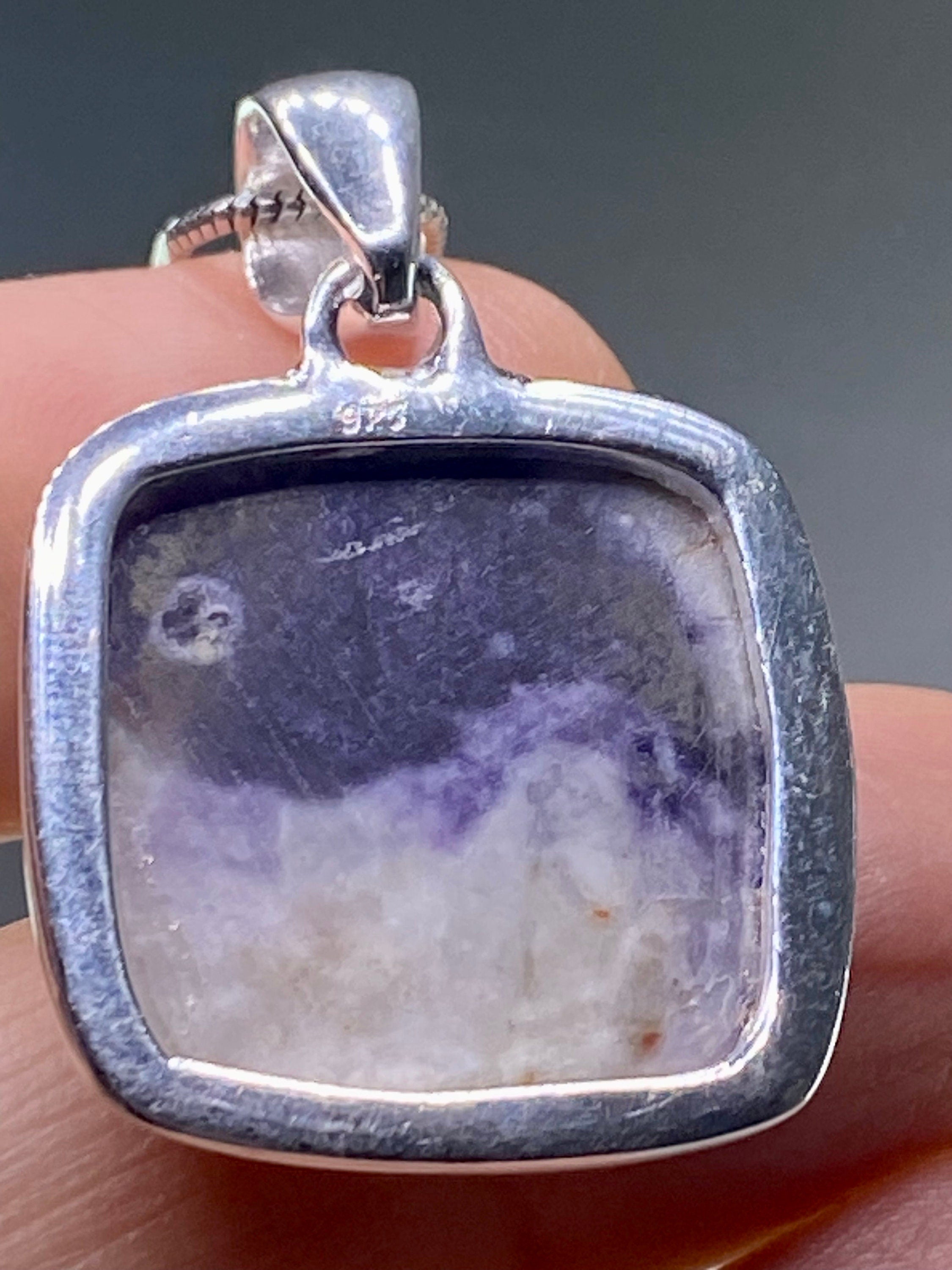 A Rare Violet Flame (Morado) Opal Silver Pendant (UV)