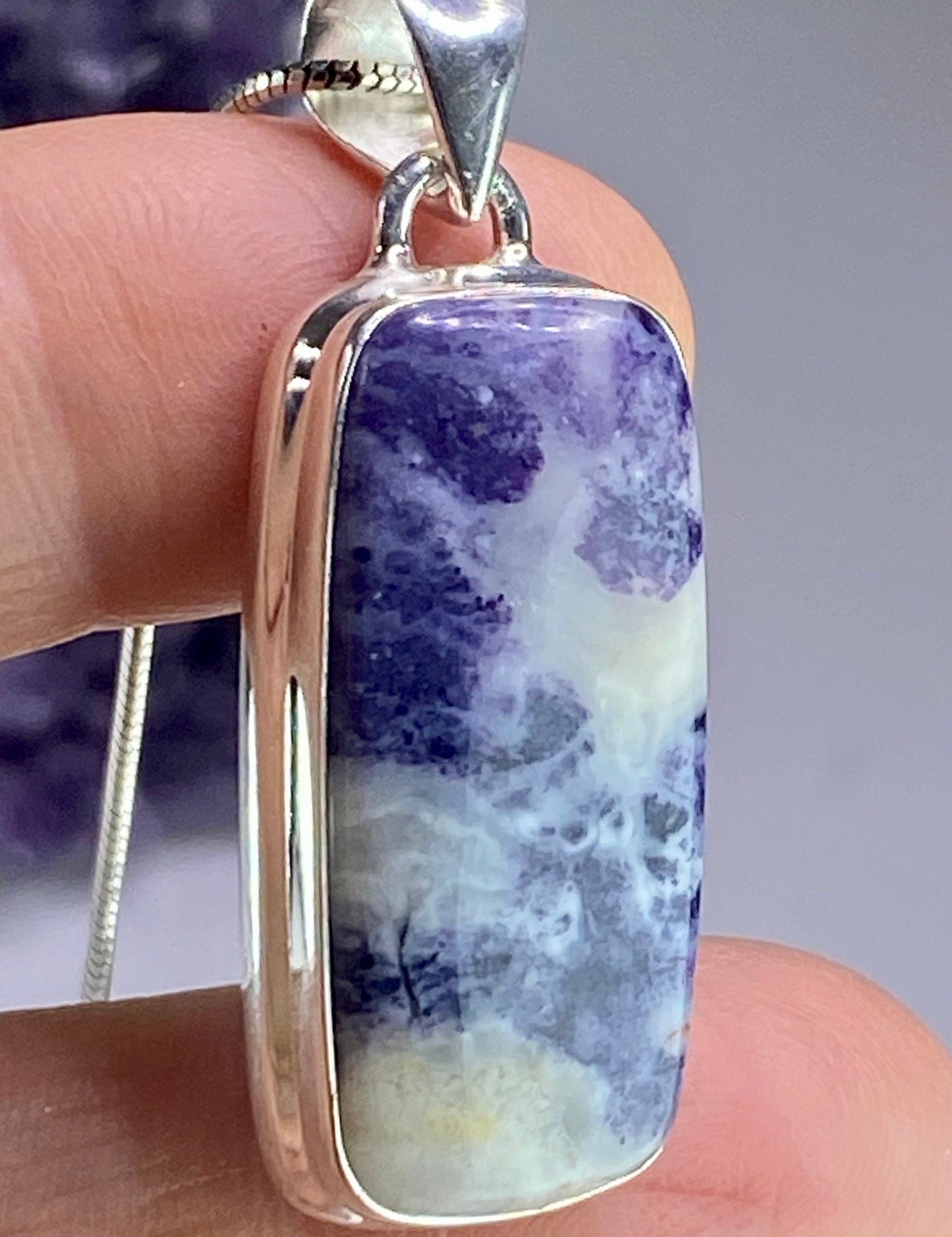 A Rare Violet Flame (Morado) Opal Silver Pendant (UV)