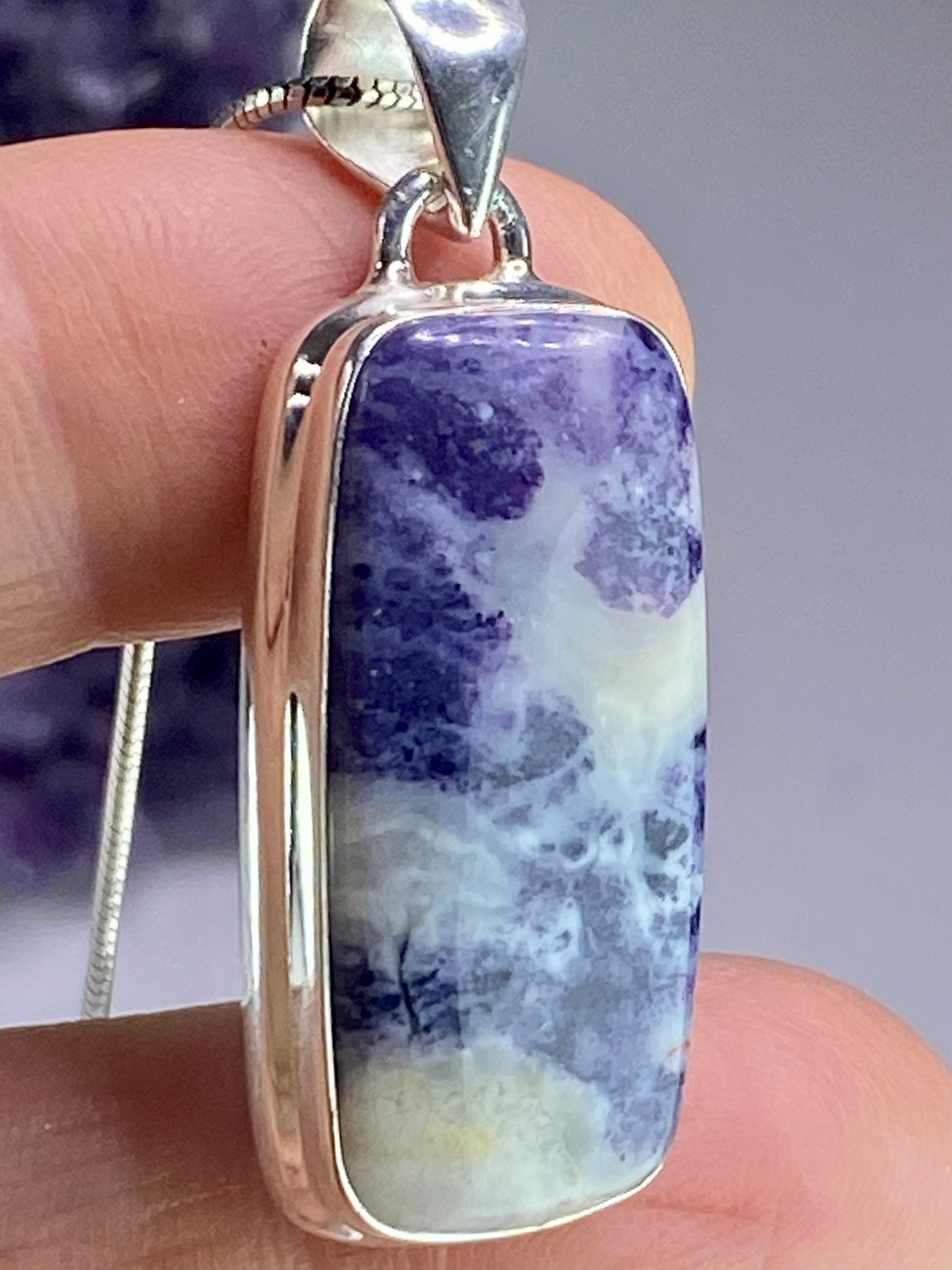 A Rare Violet Flame (Morado) Opal Silver Pendant (UV)