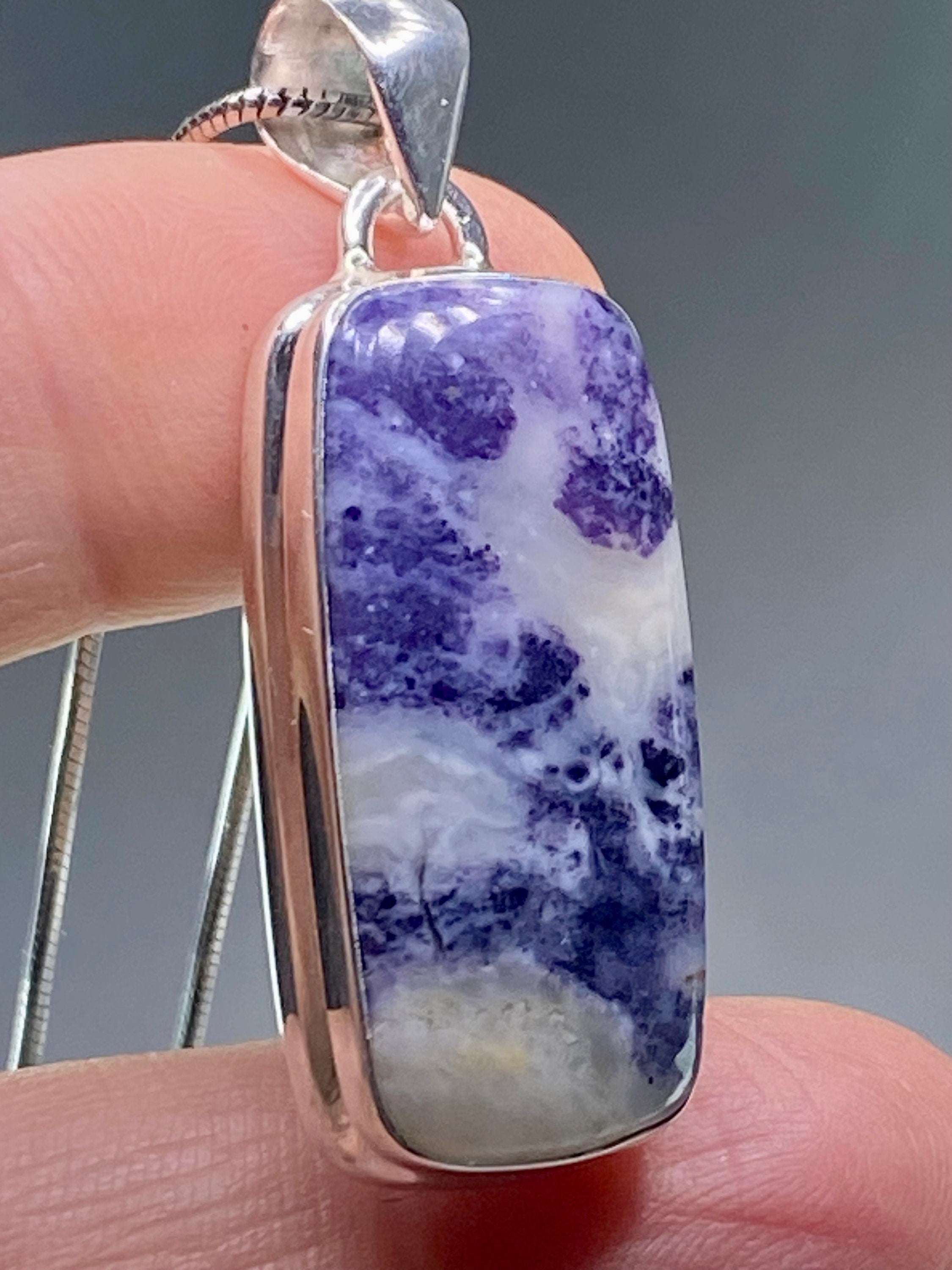 A Rare Violet Flame (Morado) Opal Silver Pendant (UV)