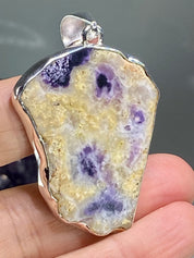 A Rare Violet Flame (Morado) Opal Slice Silver Pendant (UV)