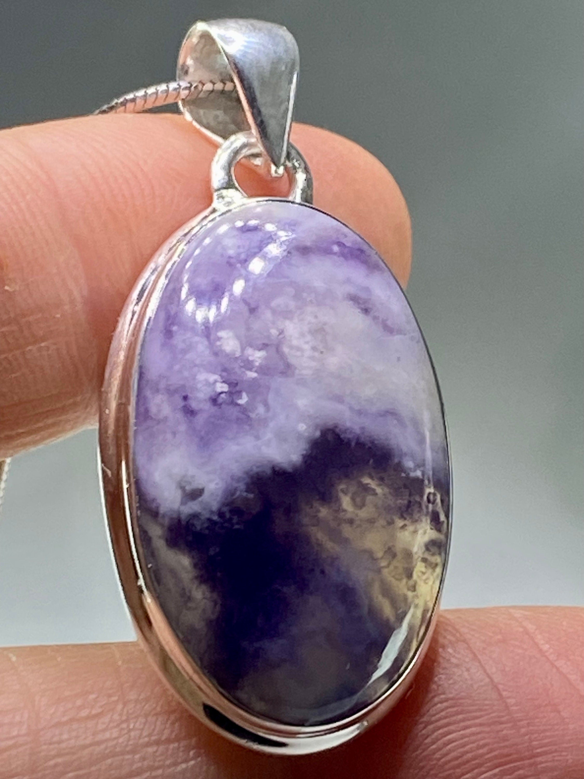 A Rare Violet Flame (Morado) Opal Silver Pendant (UV)