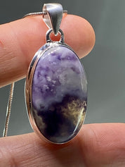 A Rare Violet Flame (Morado) Opal Silver Pendant (UV)