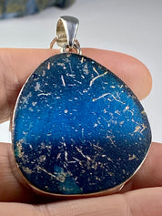 Ancient Roman Glass Pendant, Teardrop 41mm x 36mm Sterling Silver, Handmade UK