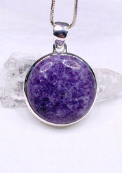 Natural Lepidolite and Silver Pendant