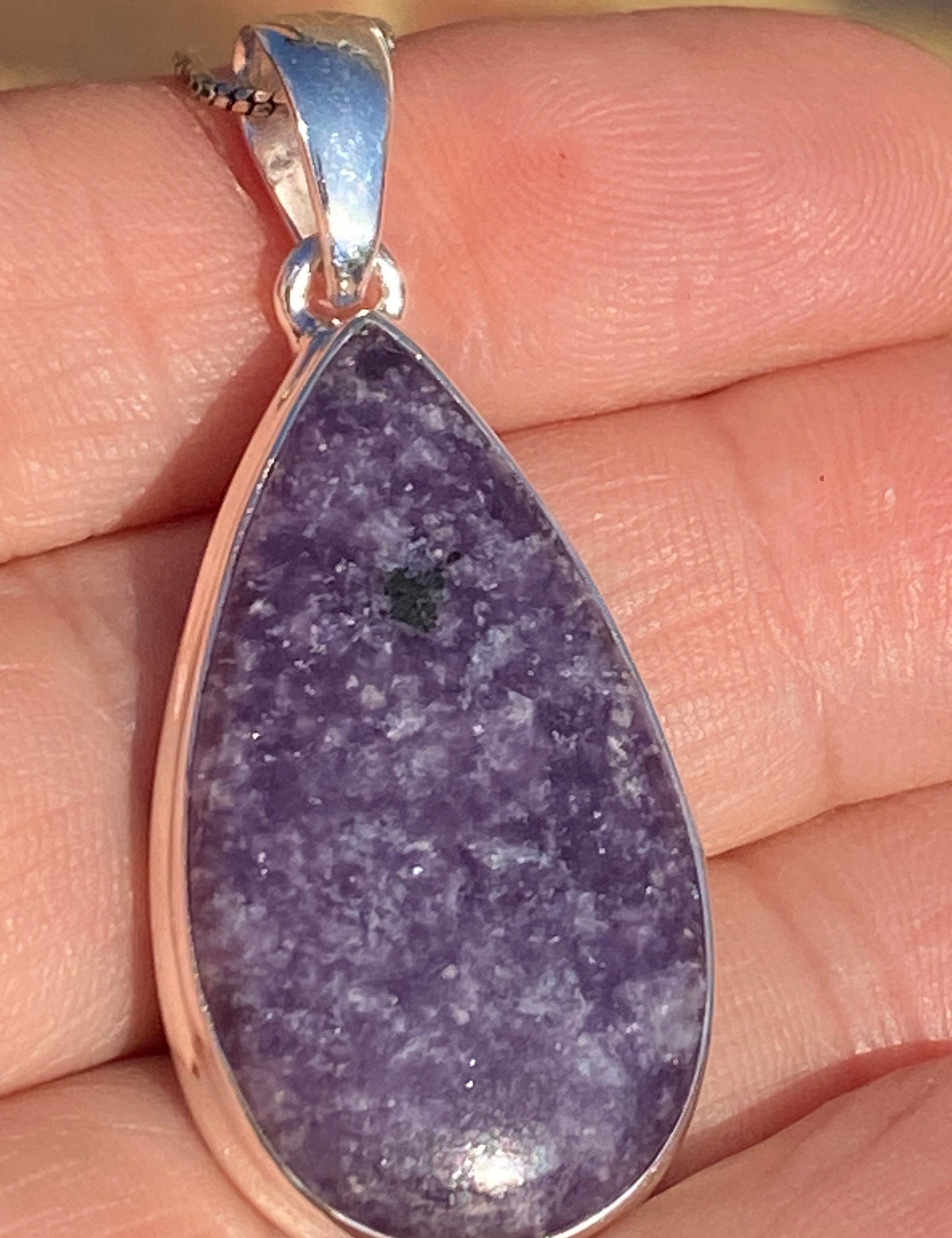 Lepidolite Silver pendant necklace