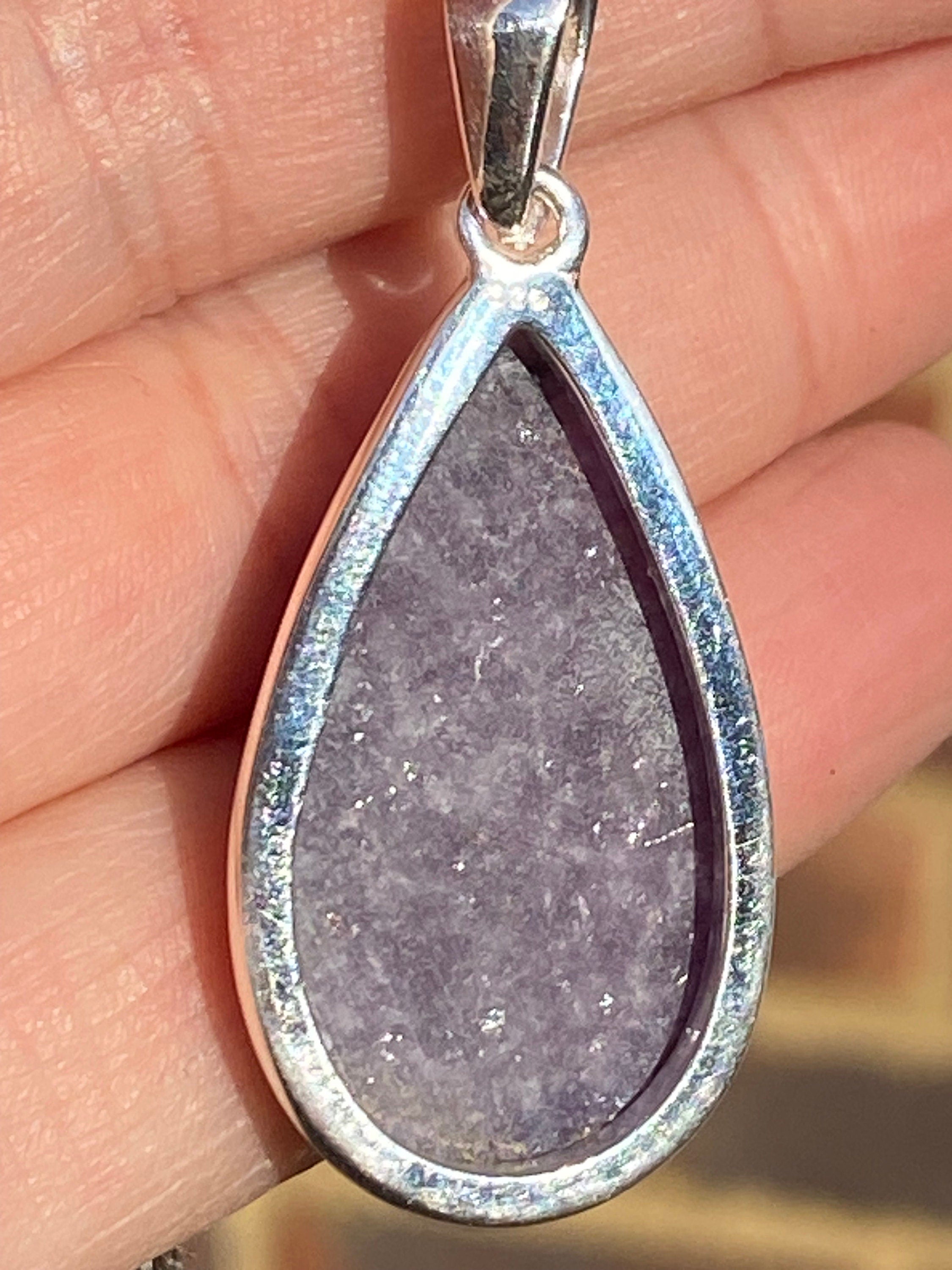 Lepidolite Silver pendant necklace