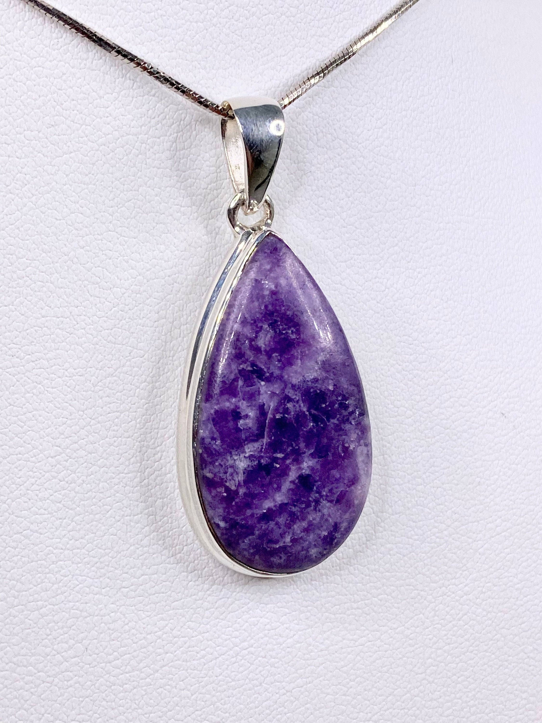 Natural Lepidolite and Silver Pendant