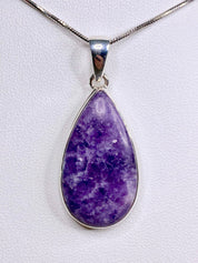 Natural Lepidolite and Silver Pendant