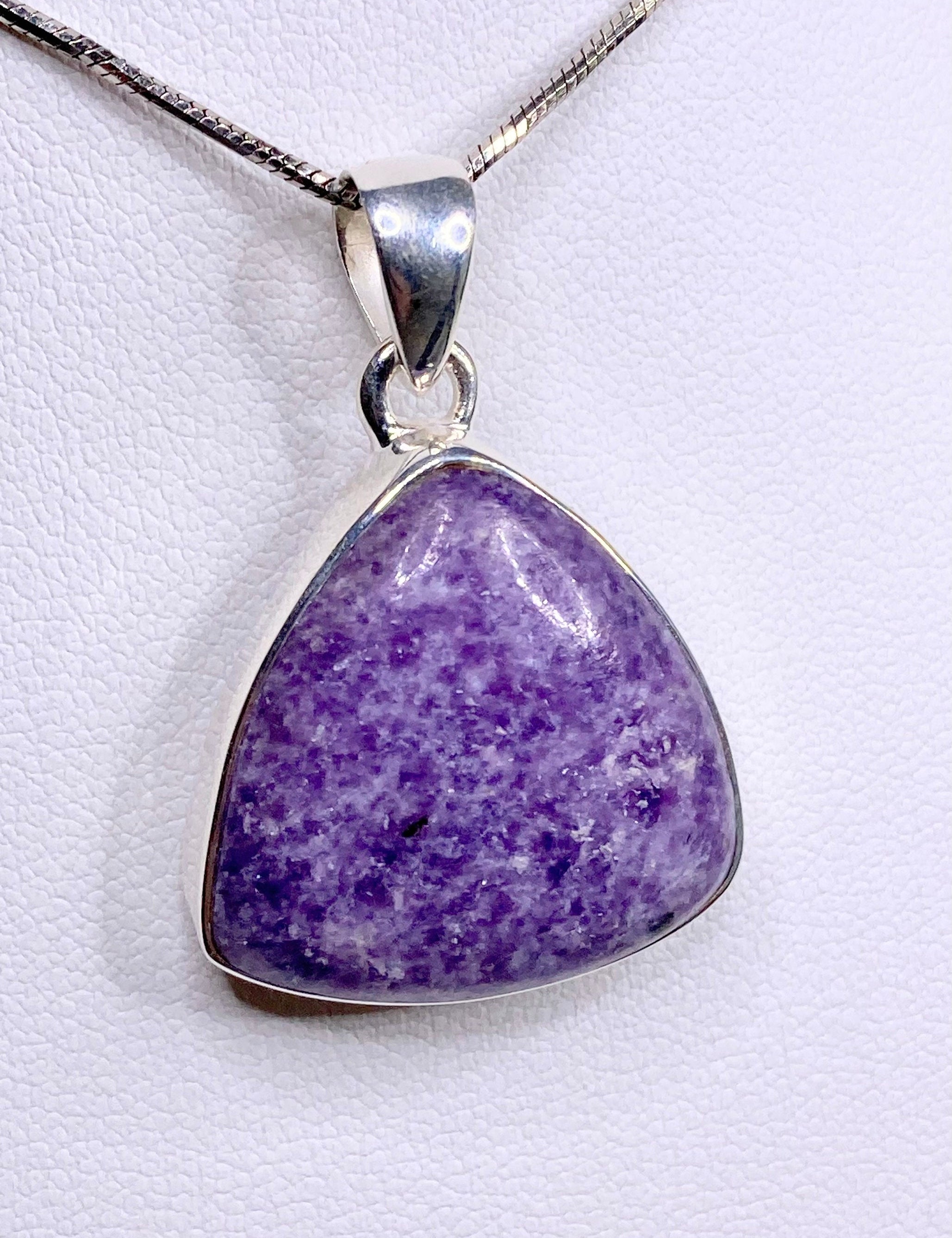 Natural Lepidolite and Silver Pendant