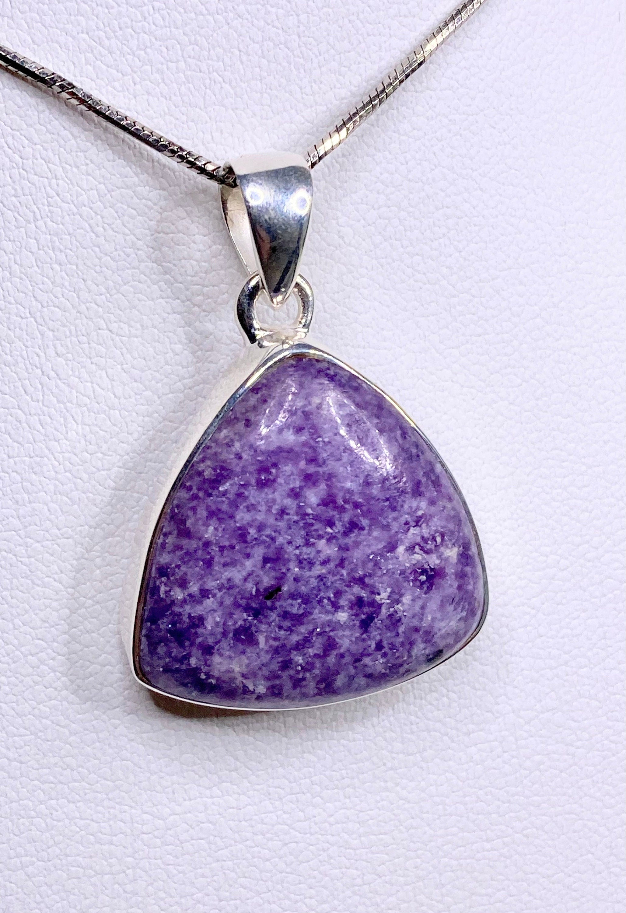 Natural Lepidolite and Silver Pendant