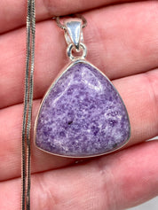 Natural Lepidolite and Silver Pendant