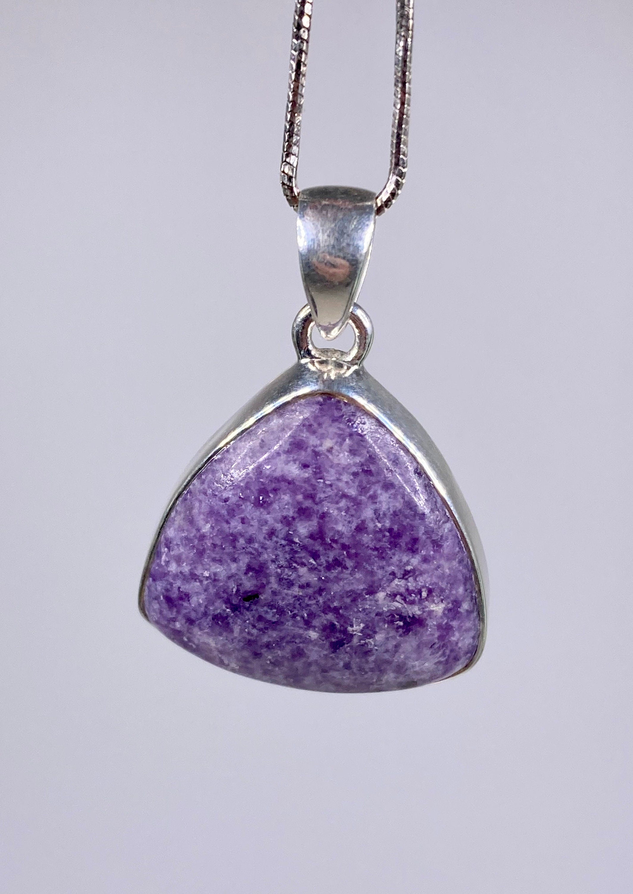 Natural Lepidolite and Silver Pendant