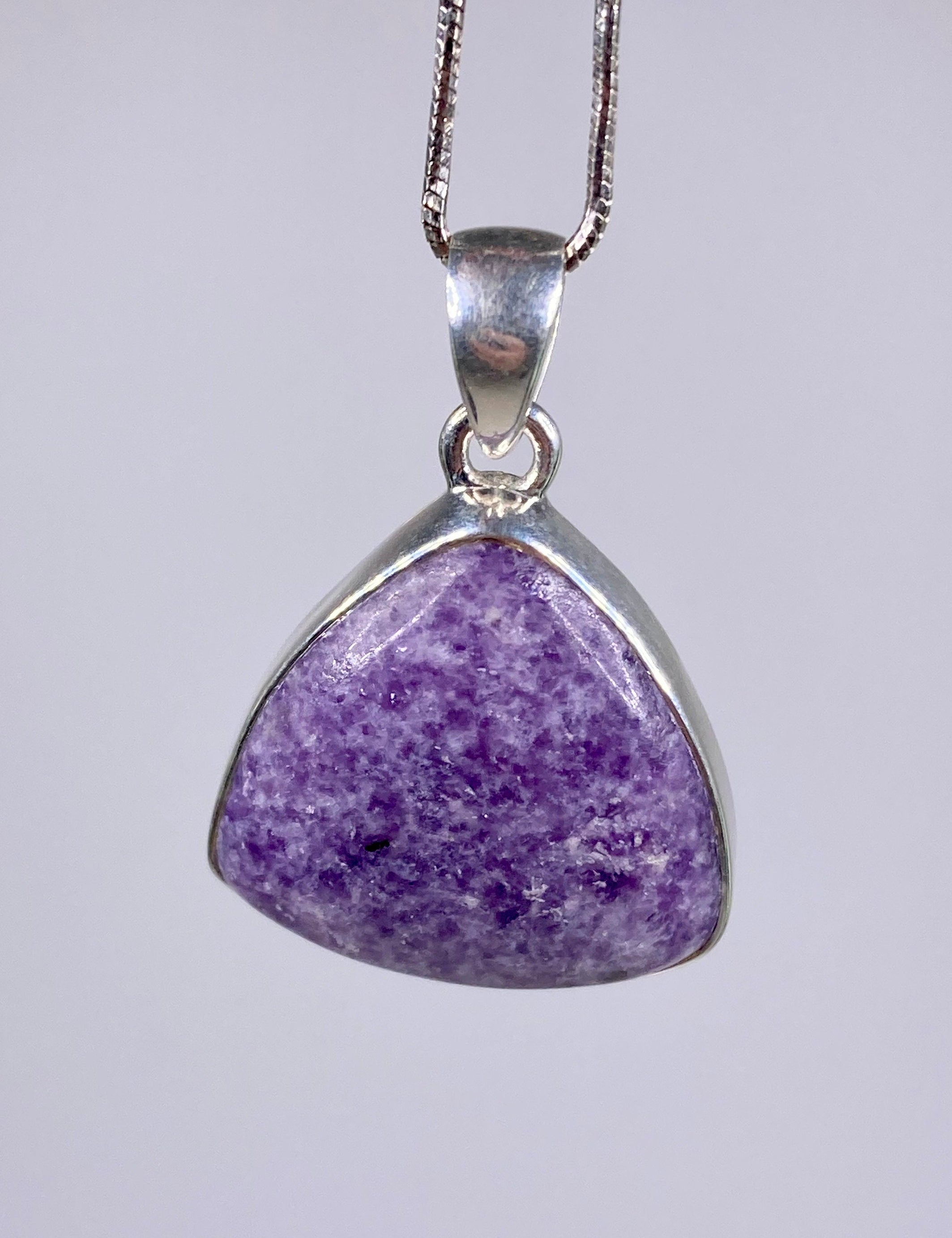 Natural Lepidolite and Silver Pendant