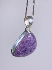 Natural Lepidolite and Silver Pendant