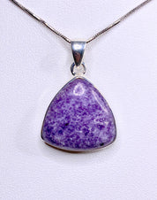 Natural Lepidolite and Silver Pendant