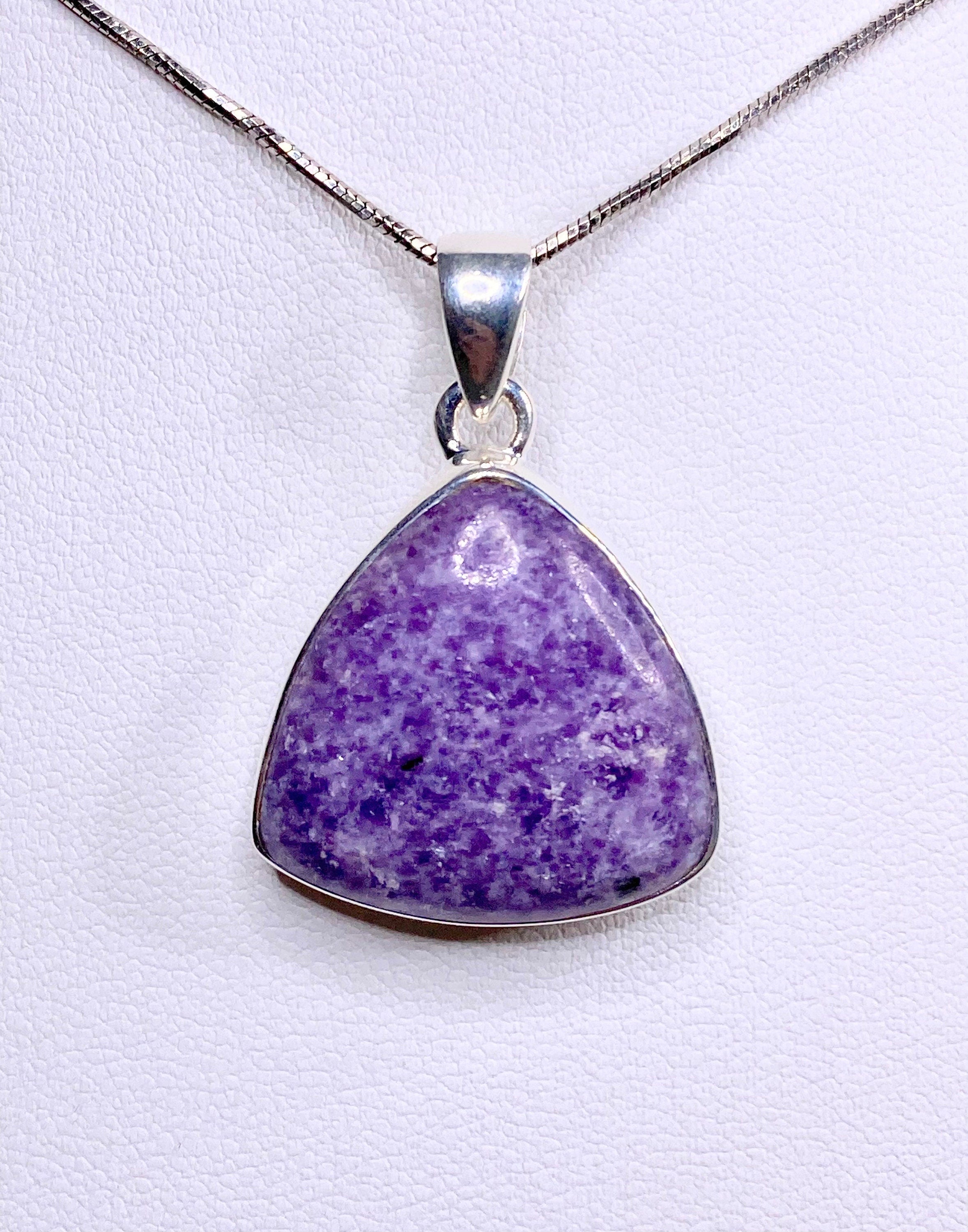 Natural Lepidolite and Silver Pendant