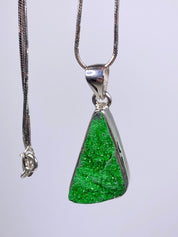 A Rare Green Garnet (Uvarovite) and Silver Pendant