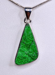 A Rare Green Garnet (Uvarovite) and Silver Pendant