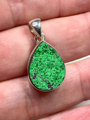 A Rare Green Garnet (Uvarovite) and Silver Pendant