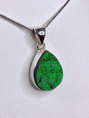 A Rare Green Garnet (Uvarovite) and Silver Pendant