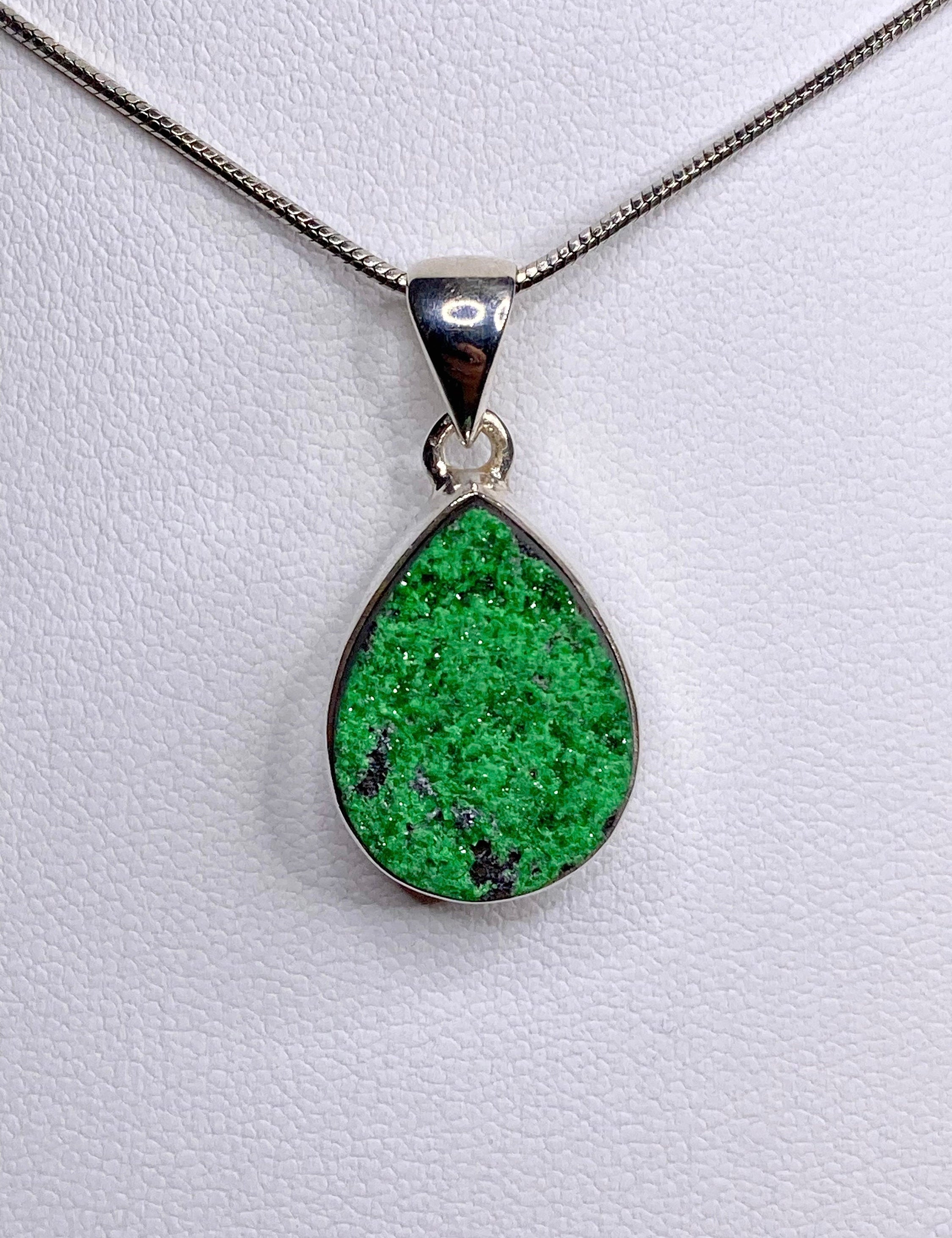 A Rare Green Garnet (Uvarovite) and Silver Pendant