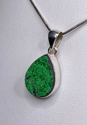 A Rare Green Garnet (Uvarovite) and Silver Pendant