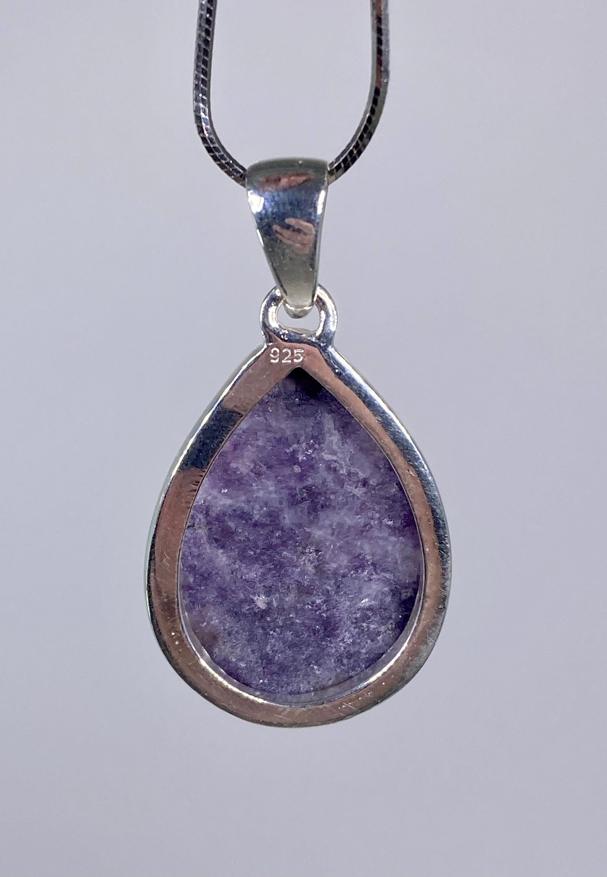 Natural Lepidolite and Silver Pendant