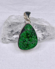 A Rare Green Garnet (Uvarovite) and Silver Pendant