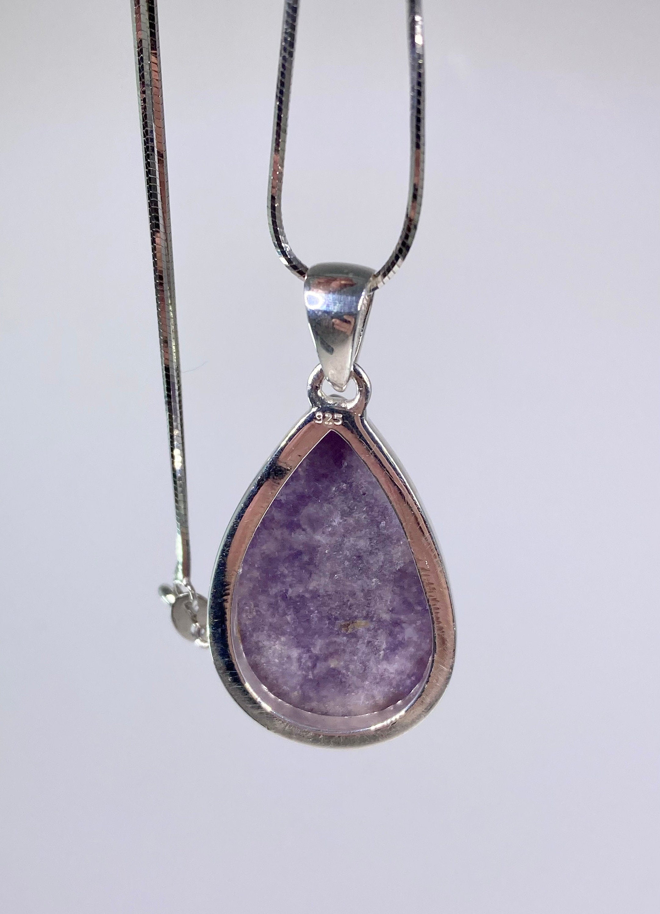 Natural Lepidolite and Silver Pendant