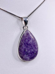 Natural Lepidolite and Silver Pendant