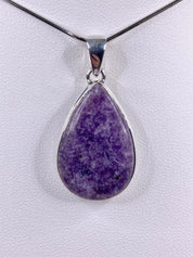 Natural Lepidolite and Silver Pendant