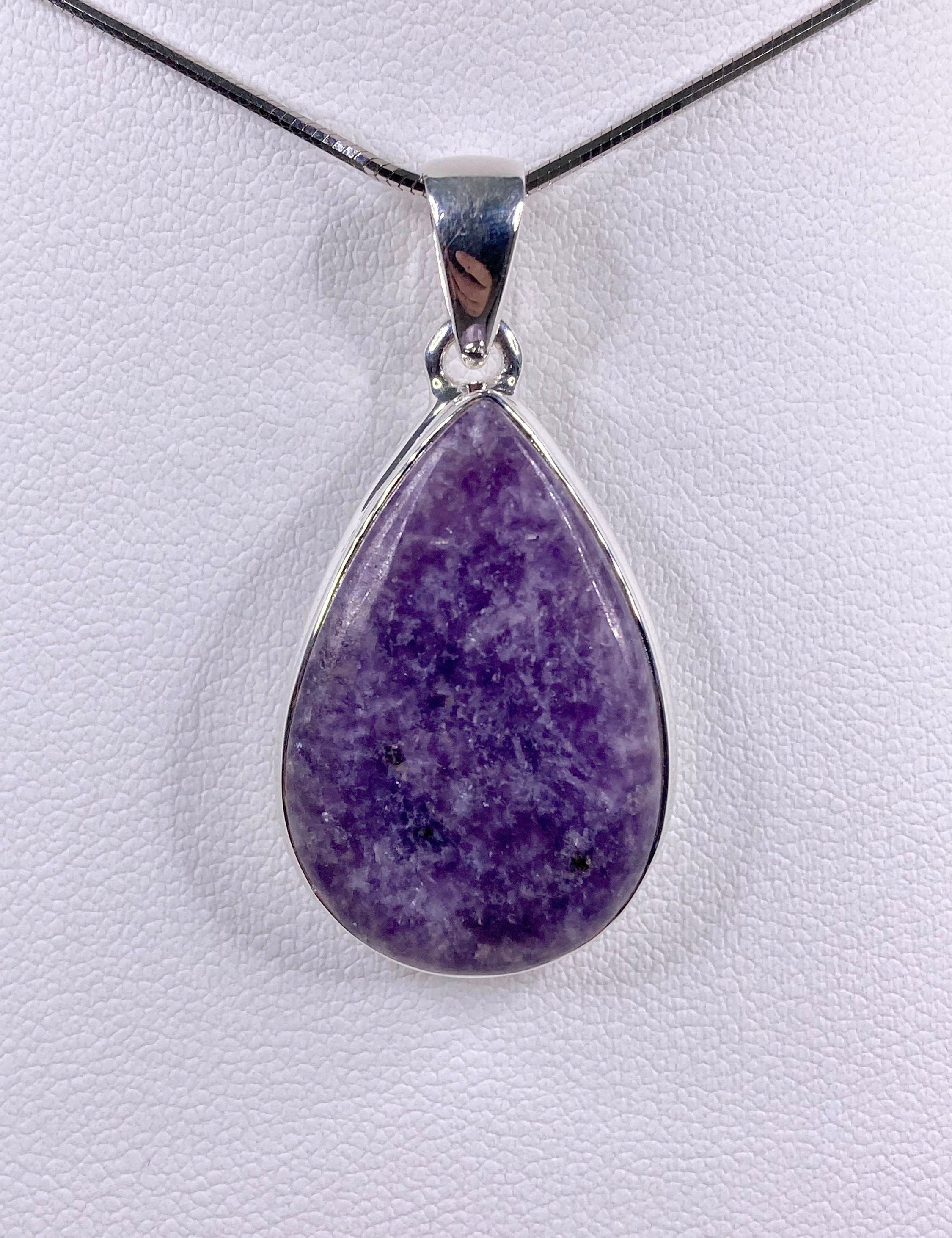 Natural Lepidolite and Silver Pendant