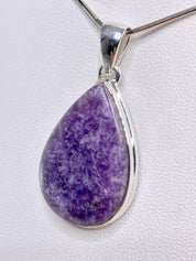 Natural Lepidolite and Silver Pendant