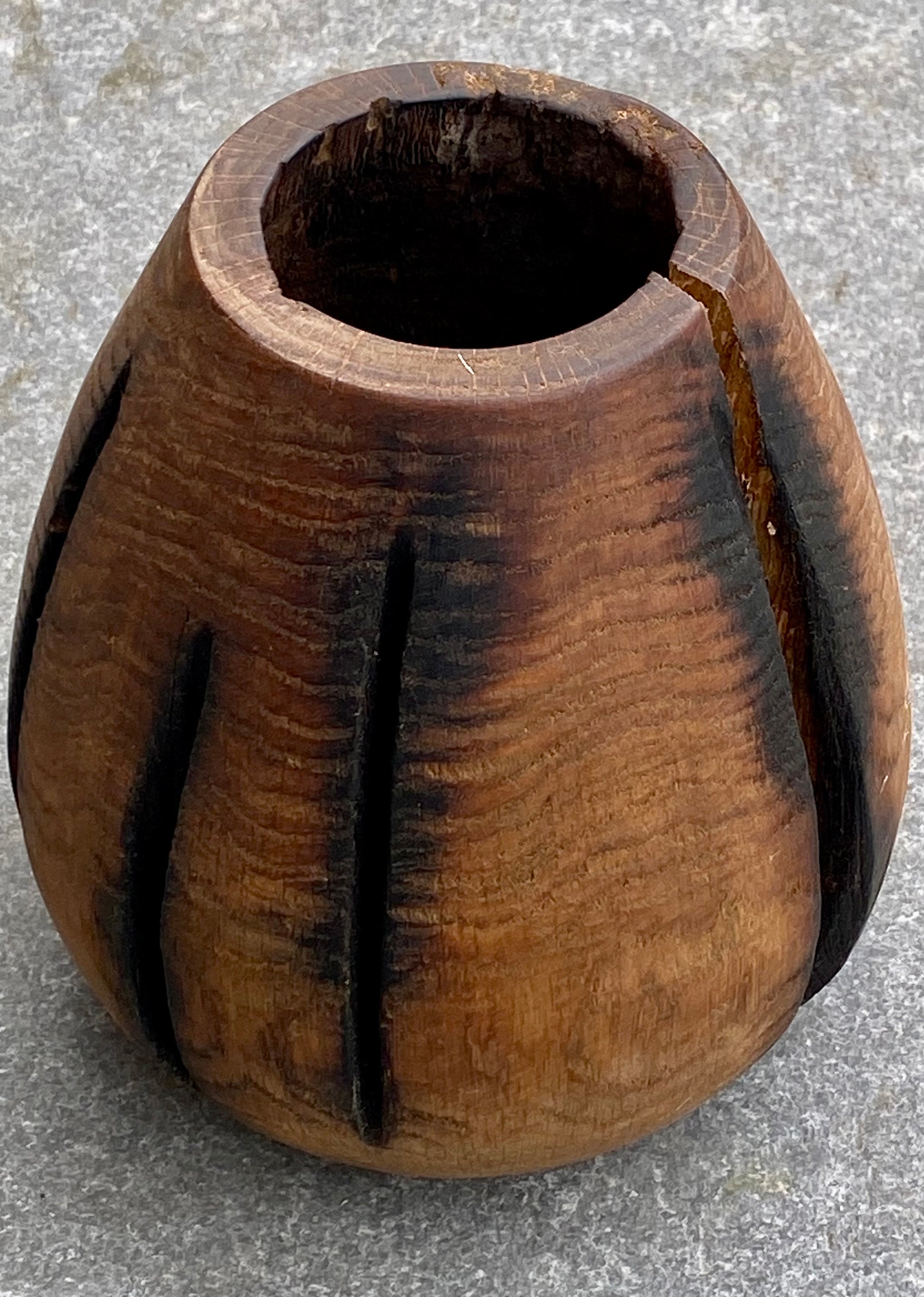 Solid Oak Wood Vase