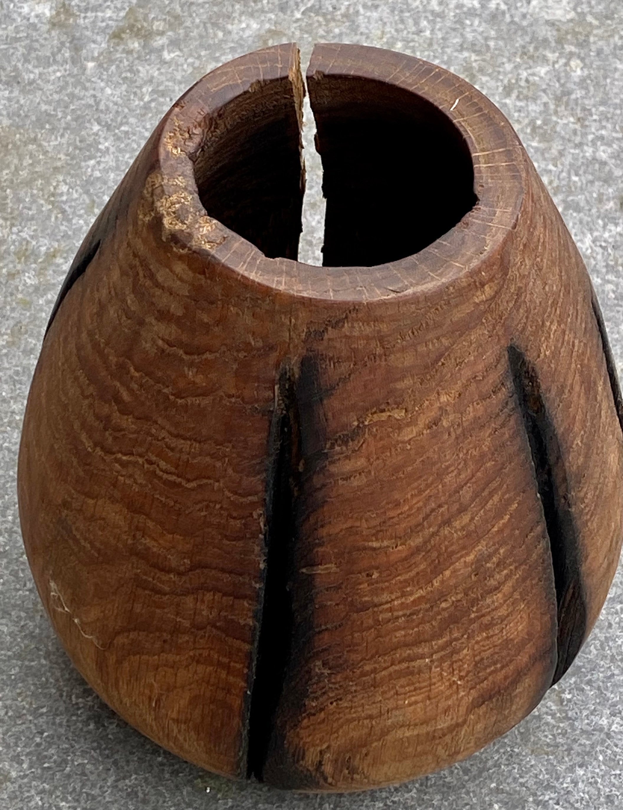 Solid Oak Wood Vase