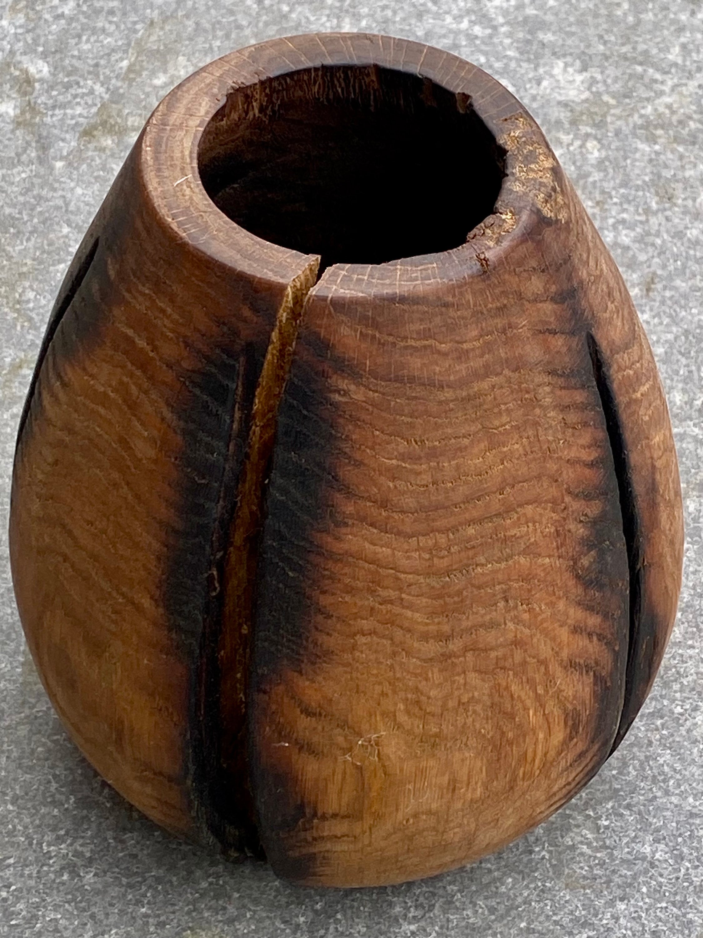 Solid Oak Wood Vase