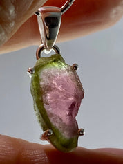 Watermelon Tourmaline Slice Silver pendant