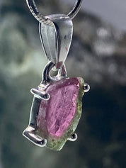 Watermelon Tourmaline Slice Silver pendant