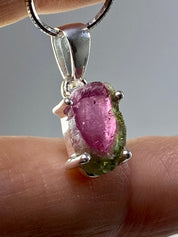 Watermelon Tourmaline Slice Silver pendant