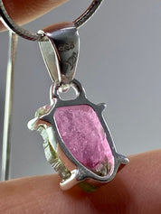 Watermelon Tourmaline Slice Silver pendant